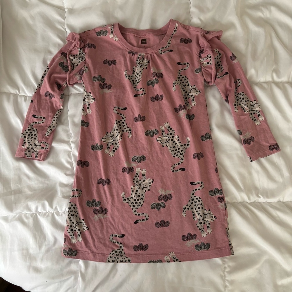 Tea Collection long sleeve cheetah Print Dress